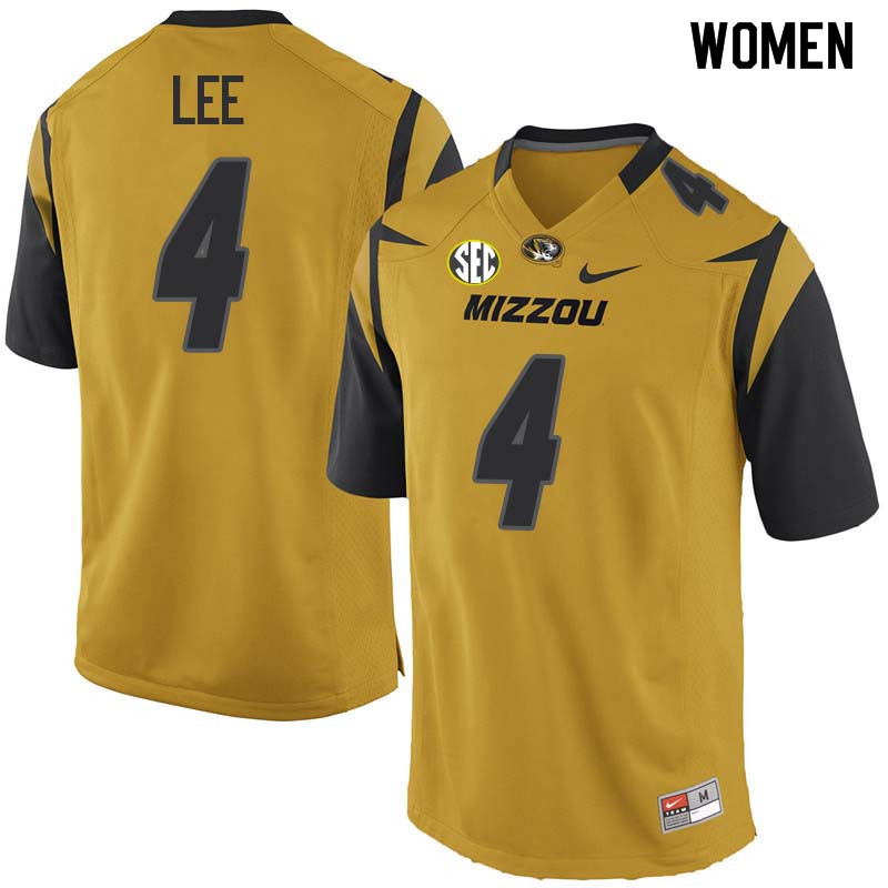 Women #4 Brandon Lee Missouri Tigers College Football Jerseys Sale-Yellow